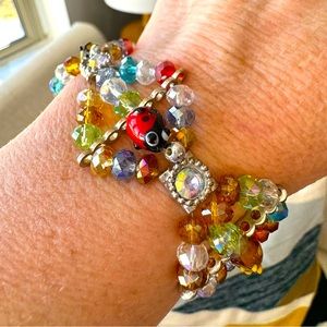 Artisan Ladybug Beaded Bracelet